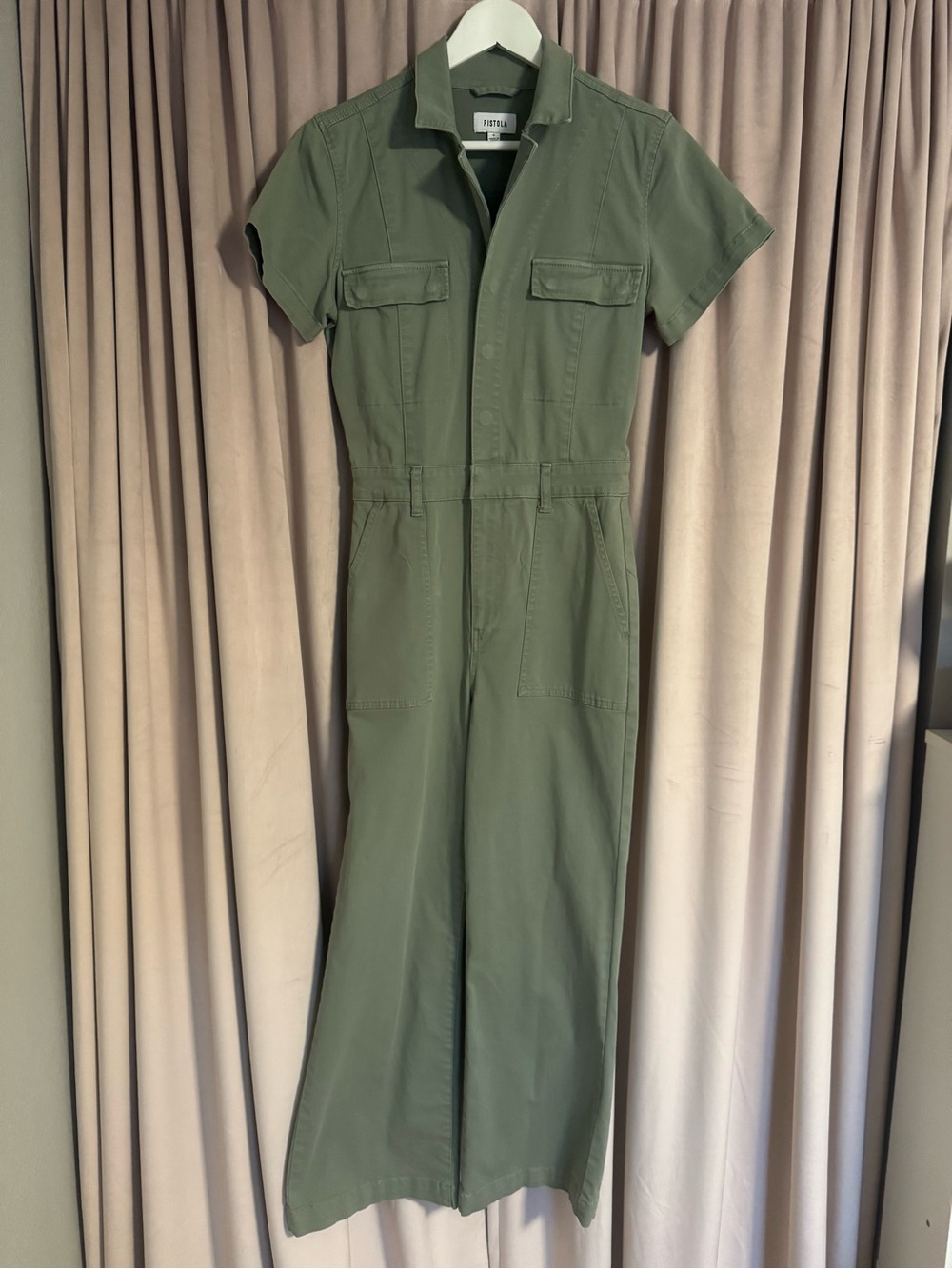 pistola Olive Green Short-Sleeve Utility Jumpsuit